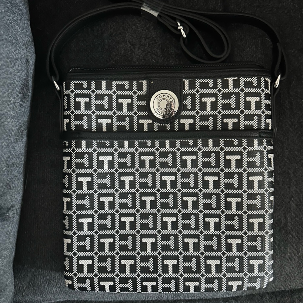 NWOT - Tommy Hilfiger Black & White Monogram Crossbody Bag